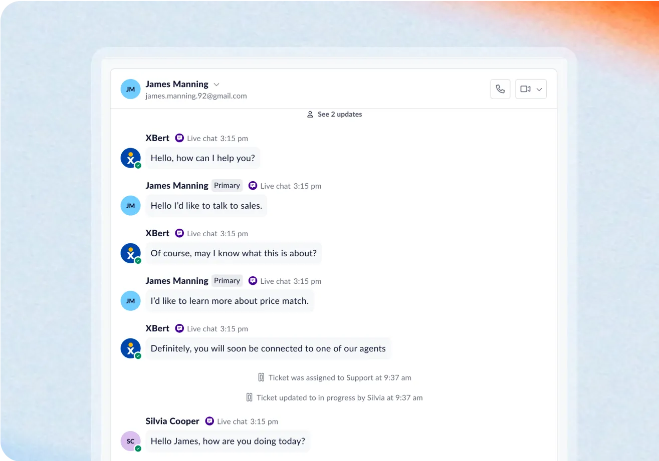 XBert AI live conversation interface